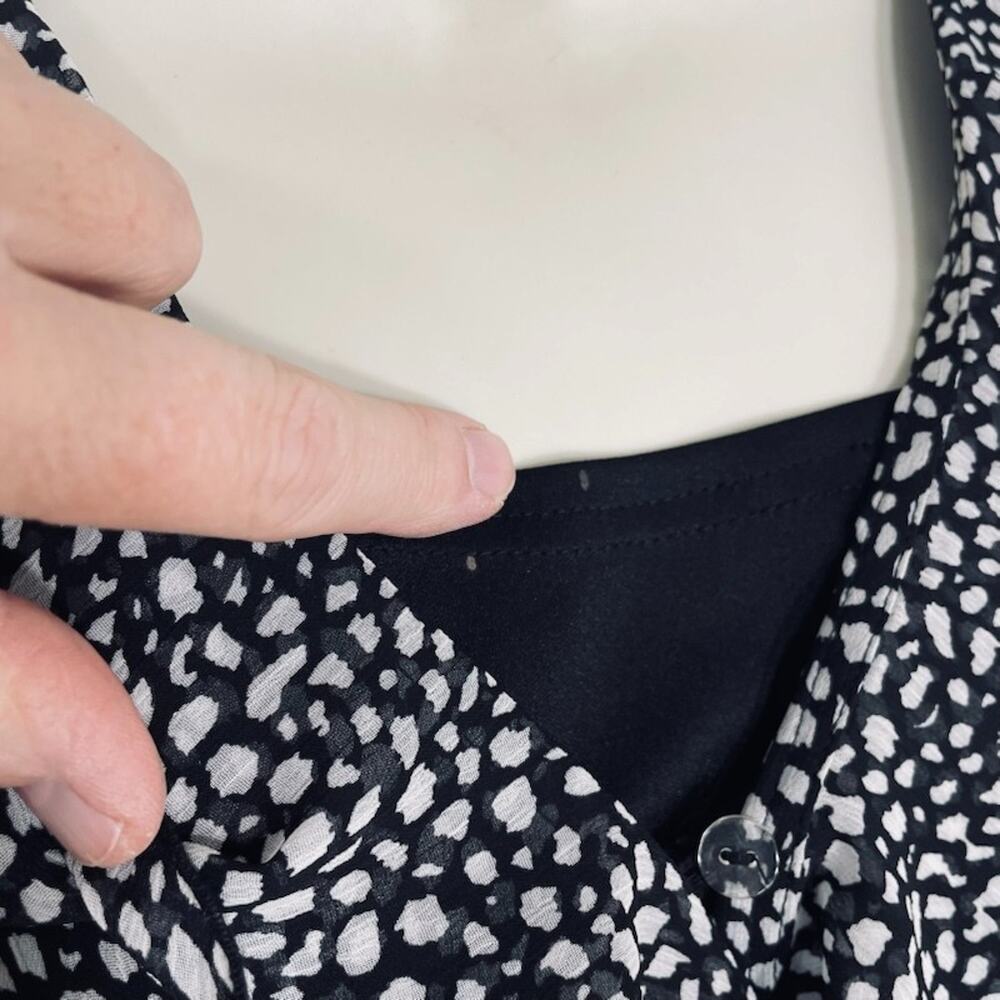 Fashion Bug Ruffle Surplice Midi Dress Pebble Print Flutter Sleeve Wrap Style 18 - Picture 4 of 10